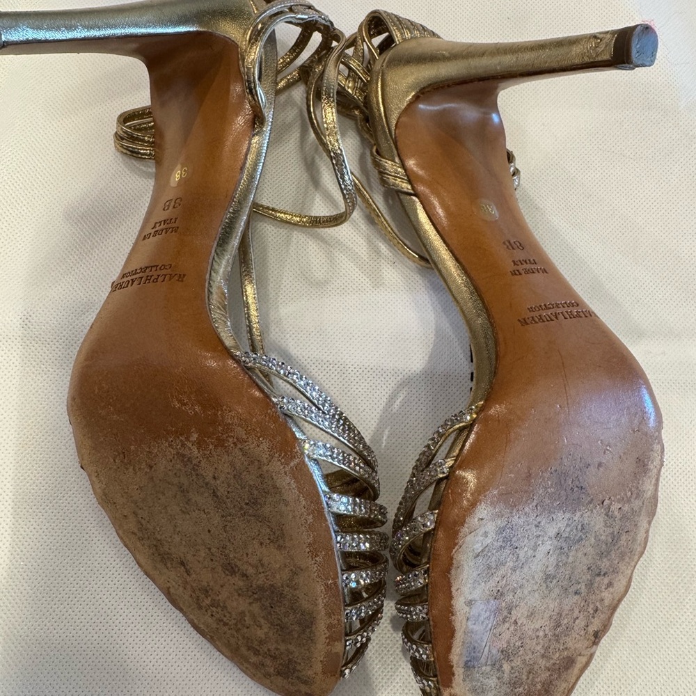 Ralph Lauren Collection Gold Rhinestone Strappy Sandals - Picture 3 of 3